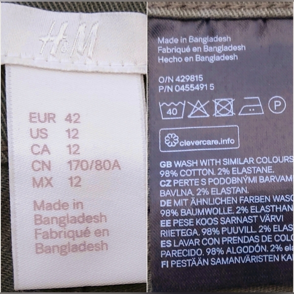 H&M khaki green stretch shorts size 12 - Picture 3 of 5